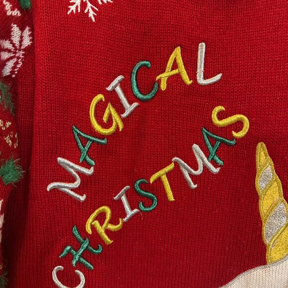 Magical Christmas Unicorn Holiday Sweater Size XL EUC - Picture 5 of 6